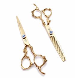 Professional Hair Scissors Z9003 6quot Japan 440C Golden Cutting Shears Thinning Scissors Barber Shop Hairdressing Scissors Prof1582112