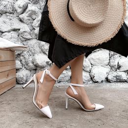 1 Pompe trasparenti interi donne scarpe appuntite designer di punta signore sexy sandali estivi donne da fibbia tallone alto tacco th1323017