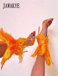 Runway Feather heels Sandal flip flops Super High Heels Stilettos Orange White Black Party Shoes zapatos de mujer Y2004055754742