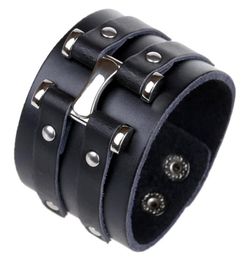Trendy Punk Rock Bracelets Male Female Personality Hip Hop Style Accessories PLB011 Black Leather Woven Wristband Jewelry9239749