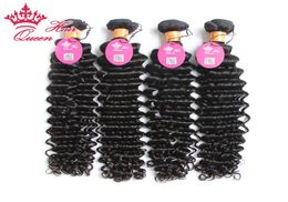 Queen Hair Official Store Indian Deep WaveCurly 1B Natural Colour Virgin Human Hair Weaves Hair Extensions 4PCS Lot Can be Dyed8193983