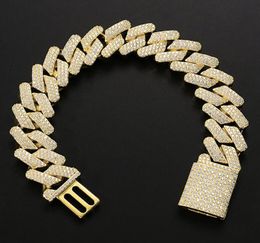 Diamond Miami Prong Cuban Link Chain Bracelets 14k White Gold Iced Icy Cubic Zirconia Jewellery 8inch 9inch Cuban Bracelet dff35245581228