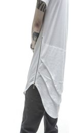 Men039s TShirts Whole Extended T Shirt Mens Fishtail Multi Fold Curved Hem Side Zipper Summer Short Sleeve Longline Shirts2615785