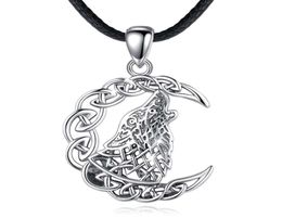 Merryshine 925 Sterling Sier Männer Celtic Viking Juwely Mond Wolf Halskette Anhänger4106335