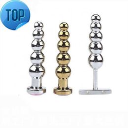 Metal Anal Beads Butt Plug with 5 balls Stainless Steel Graduated Beads Anal Plug for Men Women