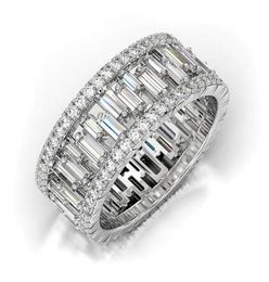 New Arrival Stunning Luxury Jewellery 925 Sterling SilverRose Gold Fill T Princess Cut White Topaz CZ Diamond Womem Wedding Band Ri8487656