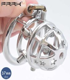 FRRK Spiked Cock Cage Erect Denial Vicious Male Device Brutal BDSM Stimulate Screw Sissy Penis Ring Tough Sex Toys P08275438748