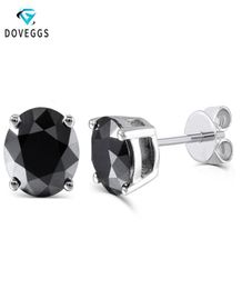 DovEggs Sterling Solid 925 Silver 2ctw 65mm Black Round Moissanite Diamond Stud Earrings For Women Push Back Earring Jewelry CJ196279506