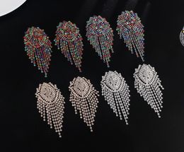 Stud Big rhinestone dangle earrings for women fashion statement crystal tassel earring large dangle earing evening Jewelry gift3972563