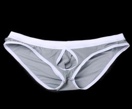 Underpants Aibc Open Front Sexy Men Underwear Big Penis Pouch Mens Briefs Low Waist Ice Silk Panties Bulge Push Up Breathable2171316
