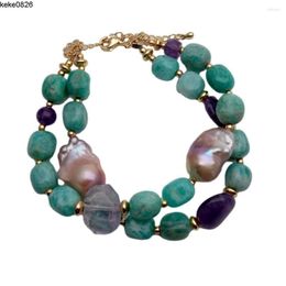 Strand Y.YING Multi Gemstone Bracelet Natural ite Amethyst Purple Keshi Pearl Fashion