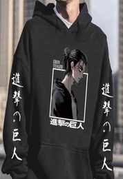 Attack on Titan Hoodie Anime Eren Yeager Graphic Men Pullover Long Sleeve Loose Hip Hop Hooded Streetwear Harajuku Tops Unisex Y225317855