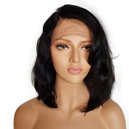 Wavy bob 12inch full lace human hair wigs 150 density Glueless lace front brazilian hair bob wigs side part5627843