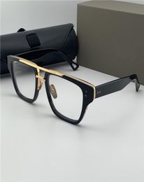 Men Black Gold Square Eyeglasses Frame Clear Lens Optical Special Frames Fashion Sunglasses Eyewear with Box5209283