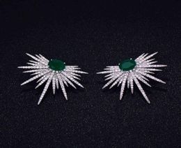 GODKI Brand Popular Luxury Crystal Zircon Stud Spark Shape Flower Earrings Fashion Jewelry for women2801453