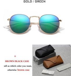 14 Colours Classic Round Sunglasses for Men women Brand Designer Unisex sun glasses Eyewear Male with brwon cases8558865