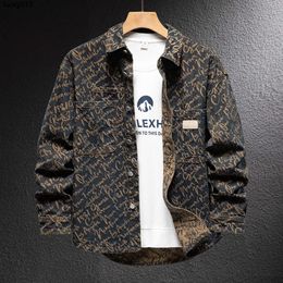 Light Luxury Loose Denim Jacket Mens Shirt Designer Jacquard Spring and Autumn Handsome Trendy Fat