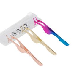 Makeup Tools Stainless Steel False Eyelash Tweezers Applicator Clip to Put Eyelashes on with Retail Package Whole2385263