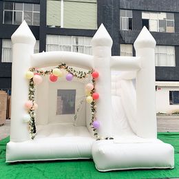 full PVC Commercial Outdoor White Bounce House Inflatable Jumper Jumping Castle With Slide Combo For Wedding