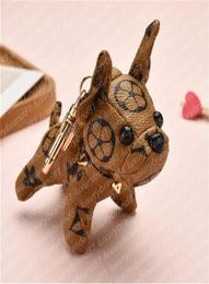 Luxury designer Keychains Brand Design Dog pendant keys chains bag pendant checkerboard creative Leather dogs universal five flowe4149514