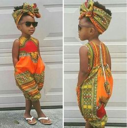 Jumpsuits Toddler Kids Jumpsuit Baby Girl Outfits Summer Clothes African Print Sleeveless Romper Suit For Girls Children Clothing7754254