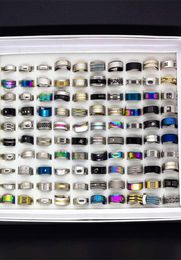 50pcs Whole Lots Bulk Women Rings Set Stainless Steel Gold Silver Couple Black Ring Men Jewelry Gift Wedding Band Party Drop8975321