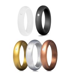 57mm 1 Set Women Silicone Rings Hypoallergenic Flexible Engagement Wedding Band Antibacterial Rubber Finger Ring Sports Jewelry1773042