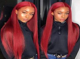Red Lace Front Human Hair Wigs Red Human Hair Wig 99J T Part Lace Frontal Wig Pre Plucked Full Lace Human Hair Wigs Colored1968573