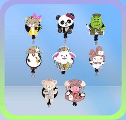 New Key Rings Medical Cartoon Retractable ID Badge Reel Name Card Holder With Clip Animal Shape For Nurse Doctor Gift6908911