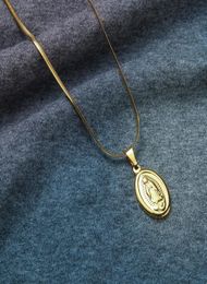 Fashion Charm 18k Gold Mens Women Virgin Mary Pendant Necklaces Hip Hop Jewellery Stainless Steel Chain Designer Necklace For Men2825957