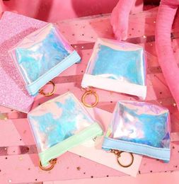 Pink Girl Coin Purse Transparent Laser Jelly Hand Bag Data Cable Earphone Waterproof Storage Bag75602947821885