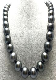 Huge 18quot11514mm tahitian round black multicolor pearl necklace Fine pearls jewelry1187058