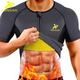 NINGMI Men Sports Top Body Shaper Slimming Waist Trainer Running Vest Neoprene Sauna Suit Shapewear Gym Shirts Breathable Jacket 240521