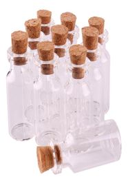 100pcs 16357mm 2ml Mini Glass Wishing Bottles Tiny Jars Vials With Cork Stopper wedding gift7895309