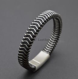 Charm Bracelets 5pcslot Custom Logo Stainless Steel Magnetic Clasp Nylon Rope For Men Women Jewellery Gifts Selling Whole9149215