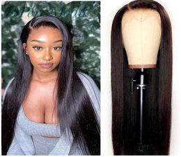Spitze vordere Perücken lange gerade synthetische Perücken für schwarze Frauen natürliche Dichte schwarzer gerade Perücken hitzebeständige Faser Haar -Perücken1425042