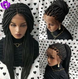 200 Dichte Box Braids Spitzen -Front -Perücken für amerikanische schwarze Frauen Long Blackbrownblonde geflochtene Perücke mit natürlicher Haaranlage8897646