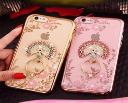 Bling Diamond Ring Holder Phone Case Flexible Soft TPU Cover With Kickstand For iPhone 11 Pro Max Xr 8 7 6S Plus Samsung S10 9 8 N4491975