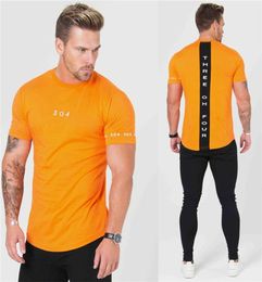 New Cotton Graphic TShirts Men Gym Sportswear Fitness Tops Clothes Fashion Hem Hip Hop Shirts Summer Short Sleeve Tee Bodybuildin2156877