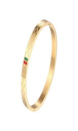 Trendy Bangle for Women Red and Green Charm Stainless Steel Gold Plating Jewellery Lover Bangle Luxury Wedding Female Bangle1091986