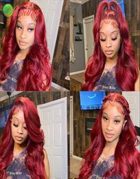 Human Hair Wigs For Black Women Remy 13X6 Lace Frontal 180 99 Body Wave Front Strawberry Red Color5777831