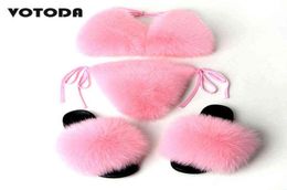 Slippers Sexy Real Women Bra Set Woman y Hairy Slides Bikini Casual Home Lady Flat Cosy Plush Shoes 2207089531217