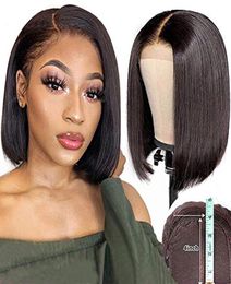 Glueless Short Bob 13x4lace Front Perücke Voller Spitzenperücken 100 unverarbeitetes menschliches Haar vorgezogen