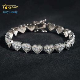 Custom Heart Design Solid Silver 925 Hip Hop Iced Cuban Link Bracelet 8mm Vvs Moissanite Diamond Womens Fine Jewelry Necklace