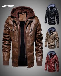 Men Leather Jacket Winter Autumn Casual Mens Motorcycle Jackets PU Coat Warm Outerwear Zipper Hooded Coats 2019 New Men Clothing9910253