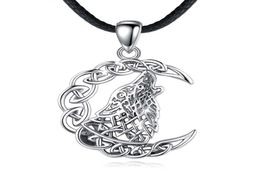 Merryshine 925 Sterling Sier Männer Celtic Viking Juwely Mond Wolf Halskette Anhänger26366650