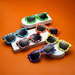 Other Fashion Accessories Exaggerated Mosaic Plaid Green Blue Purple Party Sunglasses Glasses Frame Photography Stage Matching