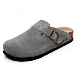 2022 Summer Sandals Men's Closed Toe Slippers Suede Leather s For Men Women Garden Slides Unisex Big Size 35- 2106243753281
