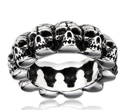 High Quality Men Exaggerated Retro Punk Skull Ring Stainless Steel Ring Titanium Steel Jewellery Halloween ring 3957864