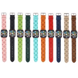 Fashion Top Designer Watchband Straps for Apple Watch Band 42mm 38mm 40mm 44mm Luxury Designs watchbands iwatch7 6 5 4 3 2 1 se PU Leather Brand Flowers classical